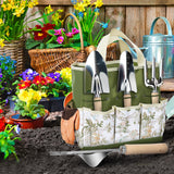 Gardening Tool Set, Heavy Duty Garden Tool Set with Fashion Garden Bag, Durable Stainless Steel Gardening Hand Tools