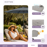 Midtown Umbrellas - The Lean 8 Ft Patio Umbrella with Fade-Resistant Sunbrella Fabric, Auto-Tilt Aluminum Frame and 8 Reinforced Ribs for Deck, Pool & Garden - Cast Slate Canopy, Black Pole