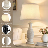 EJIAXIN Table Lamps Set of 2-21.6" Resin Farmhouse Bedside Lamps for Bedroom Living Room, Rustic Nightstand Bedroom Lamp with Rotary Switch for Night Stand End Table