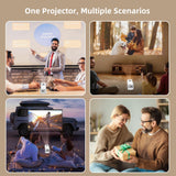 Mini Projector, Portable Projector 4K & Full HD 1080P Support, 270° Rotation Outdoor Projector, Movie Projector Compatible with Smartphone, TV Stick, Laptop, PS4, HDMI, USB