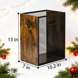 FANTERSI Office Trash Can 4.5 Gallon, Metal Mesh and Wood Combination Small Garbage Can, Rectangular Waste Basket with Handle, Industrial Trashcan for Home Office, Bedroom, Living Room