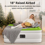 YENING Full Size Air Mattress with Built in Pump Raised Double Blow up Bed Inflatable Camping Airbed Electric 18 Inch Tall