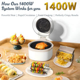 Rotatable 8-in-1 Air Fryer Toaster Oven Combo 7.5QT Large Glass Air Fryer, Rapid HotAir Tech, Family-Size Smart Cooker