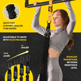 Pull Up Assistance Bands Set - 4 Heavy-Duty Pull Up Bands, Height Adjustable Strap & Comfortable Foot Strap - Stackable Pull Up Resistance Bands for Pull Ups (Yellow)