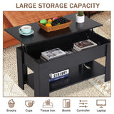 Lift Top Coffee Table for Living Room, Wooden Coffee Table with Storage Shelf/Hidden Compartment, Modern Coffee Table Center Table Tea Table Reception Room/Office/Living Room Furniture, Black