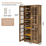 Tribesigns Tall Shoe Cabinet with Doors, 8-Tier Shoe Storage with Adjustable Shelves, Modern Shoe Organizer Shoe Rack Cabinet for Entryway, Hallway, Closet, Living Room, Rustic Brown