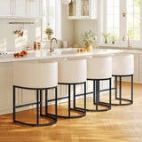 Modern Counter Height Bar Stools,Bar Stools Set of 4,PU Leather Upholstered Barrel Barstools with Backs