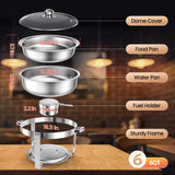 Rengue 6QT Chafing Dishes for Buffet, 4 Pack Stainless Steel Round Chafing Dish Buffet Set, Heating and Cooling Buffet Servers and Warmers, Food Warmers for Parties Buffet,Gatherings,Banquets,Weddings