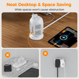 TESSAN Tower Power Strip 10 ft, Long Flat Extension Cord with Multiple Outlets, 8 AC Outlets with 4 USB Ports (1 USB C), Charging Station with, for Home Office Dorm