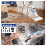 Steam Mop for Floor Cleaning, 10in1 Multi Purpose Handheld Steamer Cleaner Detachable for Vinyl, Laminate, Carpet, Tile Hard Floor Grout w/ 2 pad, 23ft Cord, 15oz Tank, Adjustable Steam & Height