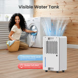 CHIVALZ 1500 Sq.Ft Dehumidifier for Basement, Quiet Dehumidifier for Home, Bedroom, Bathroom, Humidity Display, with Drain Hose, Auto Shut Off, 3 Modes, Timer, Auto Defrost, Child Lock, White 1Pack