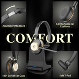 Earbay Wireless Headset with Mic for Work – Bluetooth Headphones with Noise Canceling & Mute, USB Dongle, Charging Base, 45H Battery, Trucker Bluetooth Headset for PC/Laptop/Phone/Teams/Zoom