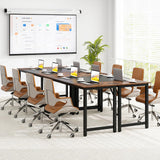 Conference Table Set of 4, Meeting Room Table with Metal Frame & Adjustable Foot Pads