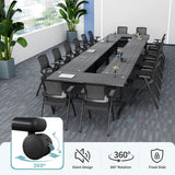 Folding Conference Table with Wheels, Flip-Top Mobile Training Table Modular Conference Room Tables, Space Saving Seminar Meeting Tables for Office School Business Classroom(Modilan 4PCS 47.2in)