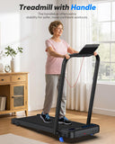 Foldable Treadmill with Incline, Compact Walking Pad Treadmill with Safety Handle Bar, 3.0HP Quiet Under Desk Treadmills