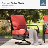 MFSTUDIO 5 Piece Metal Patio Furniture Set with Red Cushions