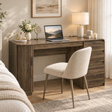 ZenXity Farmhouse 55" Computer Desk with Charging Station, Wooden Home Office Executive Desk with 3 Drawers and Fluted Storage, Study Table Workstation