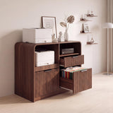 Seang 31" Fluted 3 Drawer Lateral File Cabinet,Walnut
