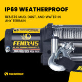 Novawinch FENIX 4500 lb Winch - ATV UTV SXS Four Wheeler 12V Electric Winch - Steel Wire Cable with Roller Fairlead - 3 Stage Planetary Gearbox - Waterproof Remote Control - Vehicle Recovery Mount Use