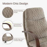 KISLOT Home Office Desk Chair, Ergonomic Office Chair with Lumbar Support, Adjustable Swivel Computer Chair with Wheels, Fabric Executive Task Chair with Wood Arms, Khaki