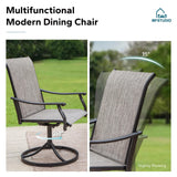 MFSTUDIO 5 Piece Outdoor Dining Set, Round Patio Table & Swivel Chairs
