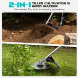 Cordless 2-in-1 Tiller Cultivator & Weed Wacker Compatible with Makita 18V Battery (Tool Only), Ecarke Brushless Electric Garden Tiller Weed Eater, 9" Tilling Width 9.4" Depth for Soil Cultivation