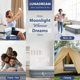 LunaDream Eclipse Series Queen Air Mattress with USB Rechargeable Built-in Pump, Wireless Inflatable Airbed, Durable Leakproof Design, Portable for Home & Camping