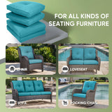 moosprr Outdoor Cushion Set of 4, Waterproof Outdoor Seat Cushions 25x22, Patio Chair Cushions for Outdoor Furniture, Couch Cushion Replacement, Include 4 Back & 4 Seat Cushions, Cyan Blue