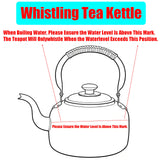 Whistling Kettle Teapot, Premium Copper Tea Kettle for Stove Top, Rustic Tea Pot with Ergonomic Handle, Work for All Stovetops, Brown(3.2 QT)