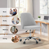 Sweetcrispy Armless Vanity Chair, Cute Comfy Home Office Desk Chair with Wheels