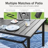 PHI VILLA 9 Pcs Outdoor Dining Set, 83" Rectangular Metal Table, Black