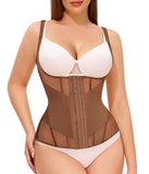 Nebility Waist Trainer for Women Corset Shapewear Tummy Control Body Shaper Top Waist Cincher Girdle with Adjustable Straps(Brown,Medium)