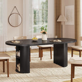 41-78 Inch Extendable Dining Table for 4-8, Fluted Expandable Kitchen Table with Storage, 2 Leaf