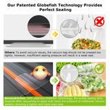 Bonsenkitchen Vacuum Sealer Machine, Globefish Technology for Perfect Vacuum Sealing, Powerful Low-Noise Food Vacuum Sealer with Easy Handle Design, Built-in Cutter & Bag Storage, 1 Bag Roll & 10 Bags