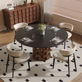 VAFON 51.18" Sintered Stone Dining Table, Round Kitchen Table for 4-6