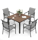 SUNSHINE VALLEY Patio Dining Set for 4, 42" Square Table, Textilene Chairs