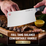 Cutluxe Meat Cleaver Knife – Ultra Sharp 7" Meat Cleaver, Butcher Knife, High Carbon Stainless Steel Blade, Full Tang Pakkawood Handle – Shinobi Series