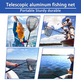 SEASPRO Red Telescoping Rubber Fishing Net Aluminum Alloy Fish Net - Adjustable Length Lightweight Foldable Large Fishing Net with Handle Collapsible Extendable Fishing Accessories
