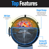 SnS Grills EasySpin Charcoal Grill Cooking Grate, 304 Stainless Steel, Large Hinged Opening, Perfect for 2-Zone Cooking, Replacement Grate Compatible with Weber & Other Grills - Fits 22” Kettles