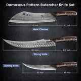 SYOKAMI Butcher Knife Set, 3 PCS Kitchen Knives Set for Cutting, Meat Cleaver Chef Knife Set, Japanese Style High Carbon Steel Knives Set, Chopping & Slicing & Boning for Home and BBQ, Ideal for Gift