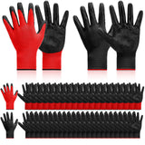 120 Pairs Gardening Gloves Bulk for Men Women Breathable Rubber Coated Gloves for Garden Yard(Red, Black)