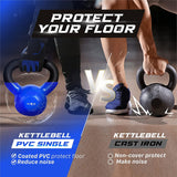Yes4All 15 lb Kettlebell Weight Vinyl Coated Cast Iron for Dumbbell Weights Exercises, Gym, Fitness, Full Body Workout Equipment Push up, Grip and Strength Training, Blue Yes4All