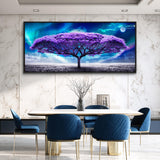 Lapremoly Tree of Life Wall Art,Large Framed Wall Decor, Nature Wall Art, Modern Aurora Prints Purple Home Decorations, Abstract Boho Meditation Canvas Pictures for Living Room Bedroom Office 32x72 In