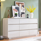 Standifurno White Dressers of 9 Drawers, Chest Dresser with Deep Drawers, Modern Dresser Closet for Bedroom, Curved Drawer with Large Storage, 57’’ Wide.
