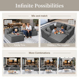 SUNSHINE VALLEY 104" 4-Seat Sectional Boneless Couch Living Room Grey