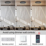 BESTWEST 98" Modern LED Chandelier, 18-Lights Dimmable High Ceiling Large Hanging Lighting Fixture for Loft Villa Living Room Stairs Foyer (Black, 18-Lights 15.7in)