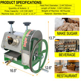 Manual Sugarcane Juice Machine, Commercial Sugar Cane Press, 3 Rollers Sugar Cane Juicer, Sugarcane Extractor, Sugar Cane Juice Squeezer with Handwheel and Two Knives for Homes and Shops TECHTONGDA