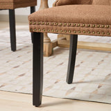 MOOLSUN Fabric Dining Chairs Set of 8, High Back Side Chairs, Modern Padded High-End Tufted Upholstered Chairs with Button-Tufted Back & Rear Pull Tabs, Solid Wood Legs F-Coffee(Solid Wood Legs)