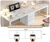 Tribesigns 78.7'' 2 Person Computer Desk with 3 Drawers, Extra Long Double Office Desk with Storage, Modern Dual Study Writing Table Workstation for Home Office, White