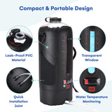 HappyPo Solar Camping Outdoor Shower Pump - Portable Shower Bag with Pressure Foot Pump with Temperature Indicator - Camp Water Equipment for Road Travel - Rinse Kit Portable Shower System